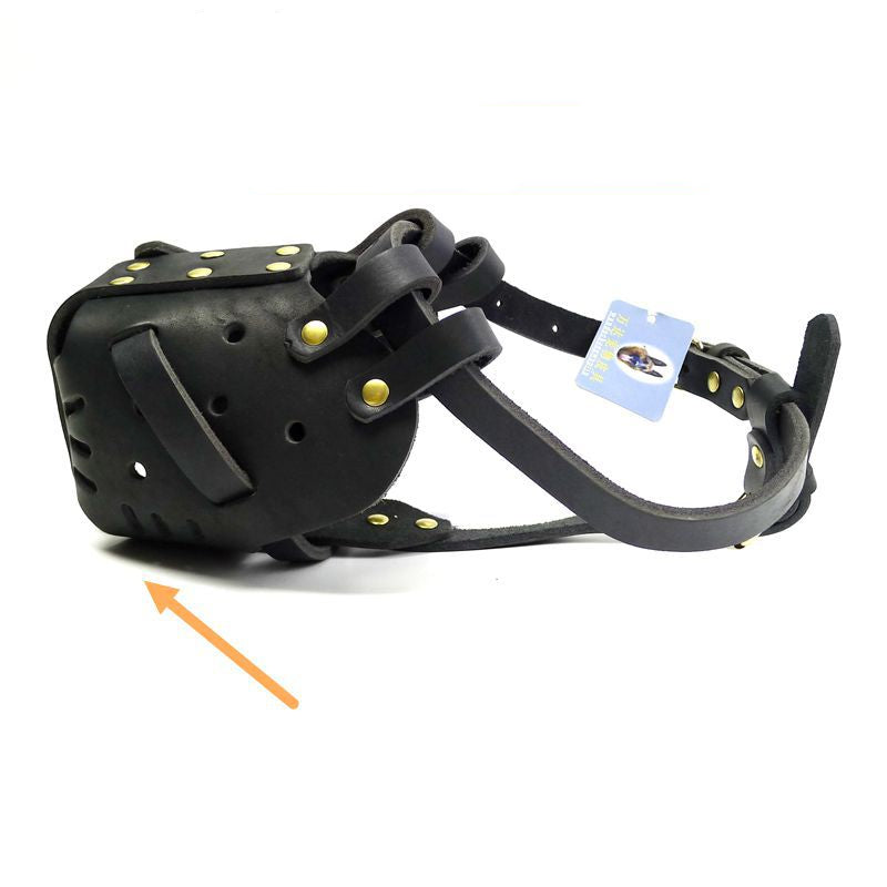 Premium Cowhide Dog Muzzle - Adjustable Leather Guard for Medium & Large Dogs