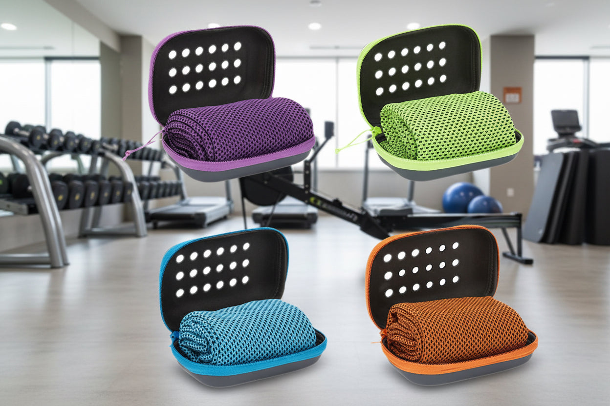 Instant Cooling Towel with Portable Silicone Case – Stay Cool Anywhere, Anytime!